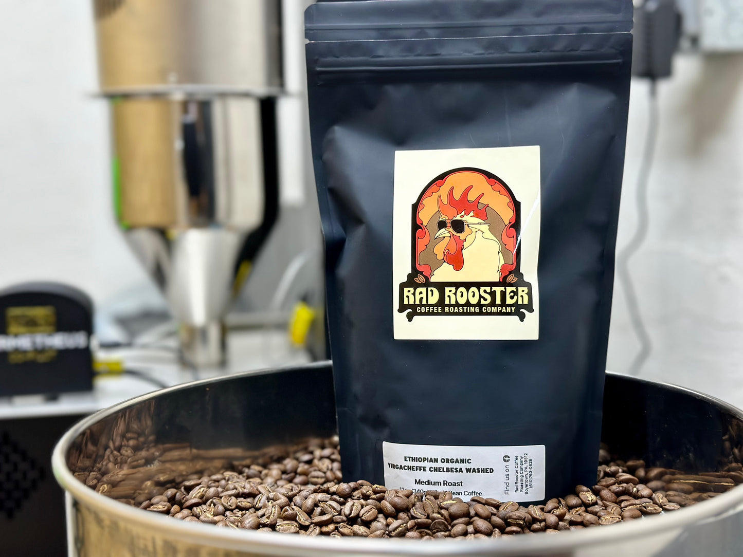 Rad Rooster Coffee Roasting Company Ethiopian Organic Yirgacheffe Chelbesa Medium Roast Whole Bean